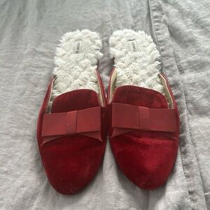 Red Velvet Bow Slippers